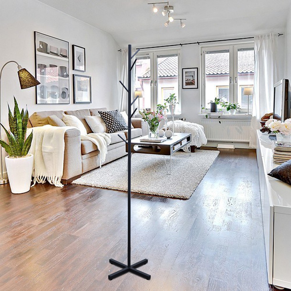 7-Hook Metal Umbrella Organizer Coat Rack for Hats Bags Clothes