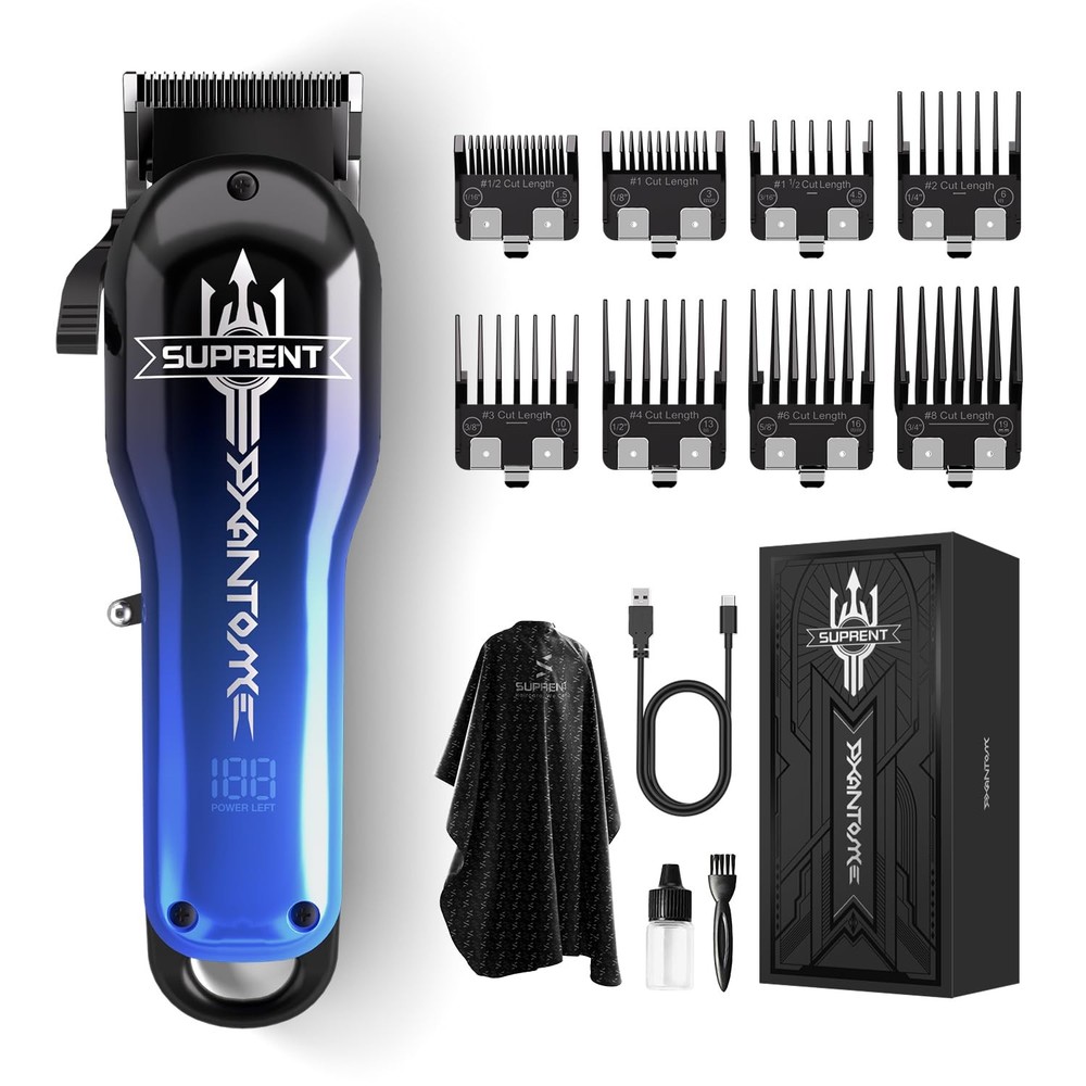 Men's Cordless Hair Clippers with Type-C Charging & 7 Attachments