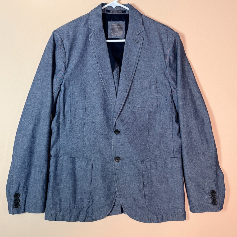 The Gap Blue Chambray Button Down Chore Jacket Four Pocket Coat Medium M