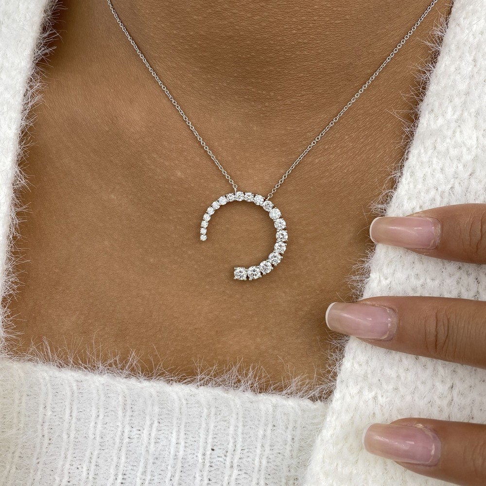 14K White Gold Pendant Necklace Round Labcreated Diamond 2ct F/VS