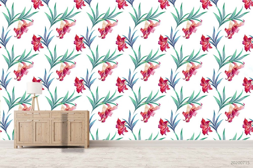 3D Flowers Leaves Flora Pattern Wall Murals Wallpaper Murals Wall Sticker 2