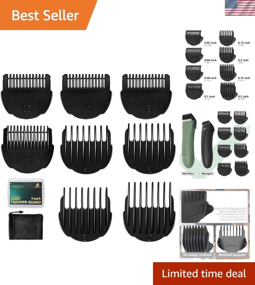 8-Piece Hair Clipper Guard Set: Durable Nylon for Manspot & Meridian Trimmers