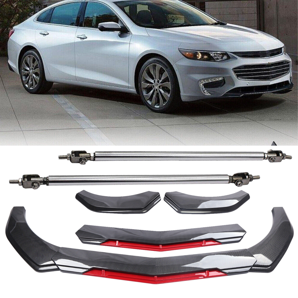 Chevrolet Malibu Carbon Fiber Front Bumper Lip Spoiler Splitter with Strut Rod