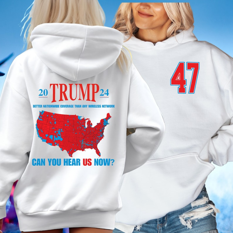 Trump Wins Election Map 5G 2024 HOODIE, Republican Gift, MAGA 45 47 Trump Hoodie
