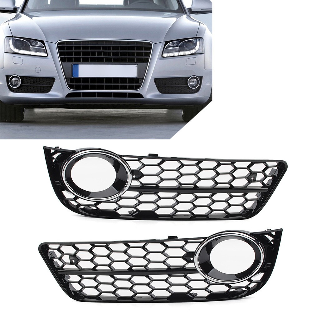 Front Honeycomb Mesh Front Bumper Fog Light Grille Cover For Audi A5 2008-2011