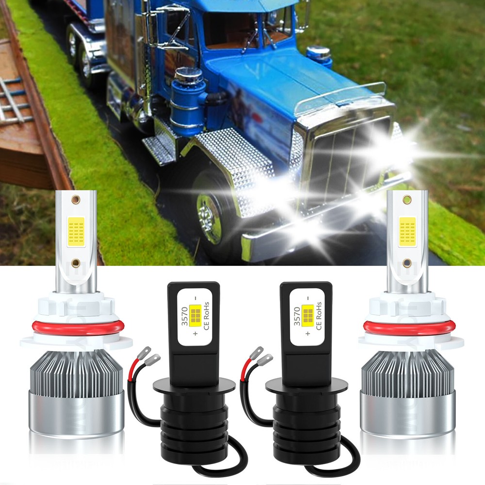 Upgraded LED Headlight High Low Beam & Fog Light Kit for Peterbilt 353 1986-1988