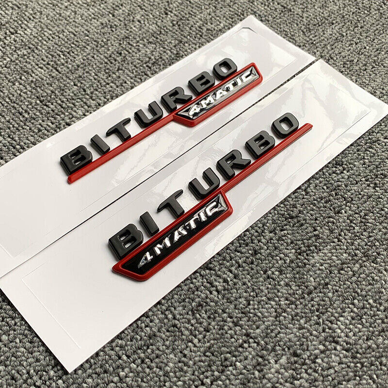 Matte Black BITURBO 4MATIC Number Letters Trunk Emblem Badge Sticker for Benz