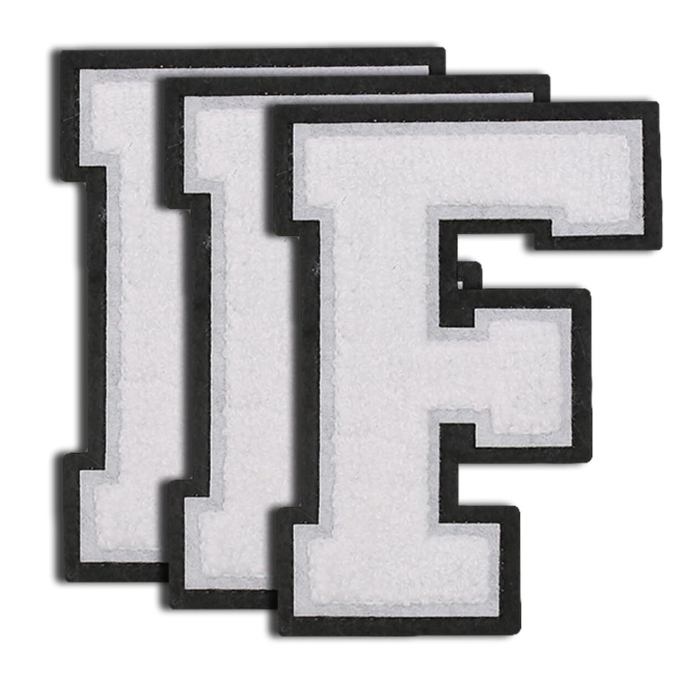 3 PCS 4.5 Inch White Chenille Iron-On Varsity Letter Patches