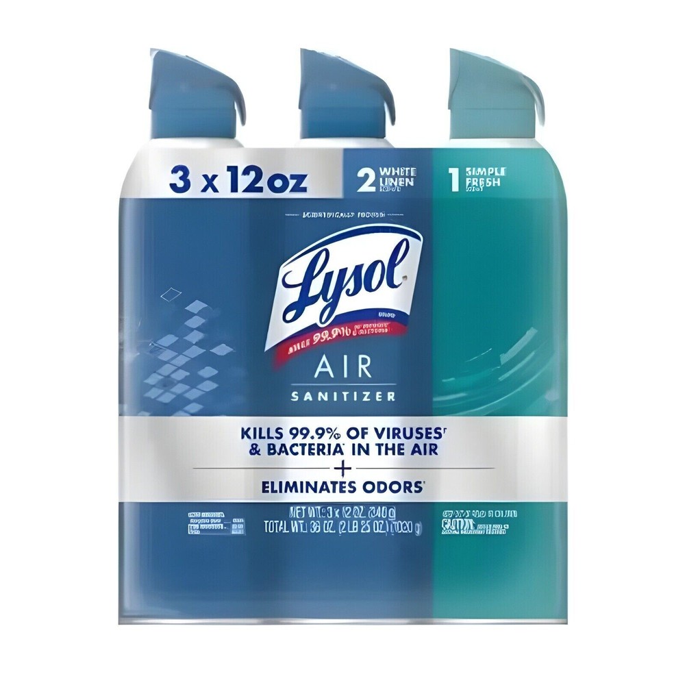 Lysol Air Sanitizer, White Linen and Simple Fresh, 3 ct., 36 oz.