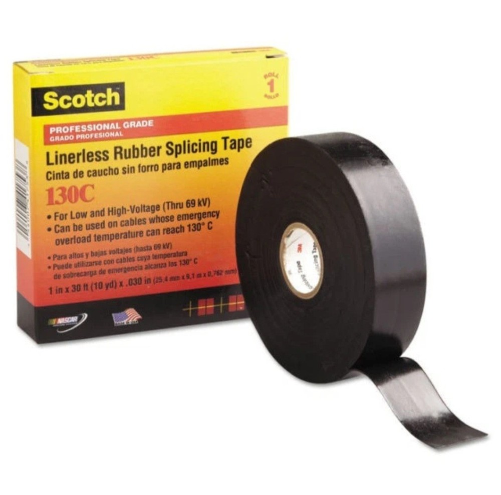 3M Scotch Linerless Rubber Splicing Tape (130C): 1 in. x 30 ft. (Black) (10 PCS)