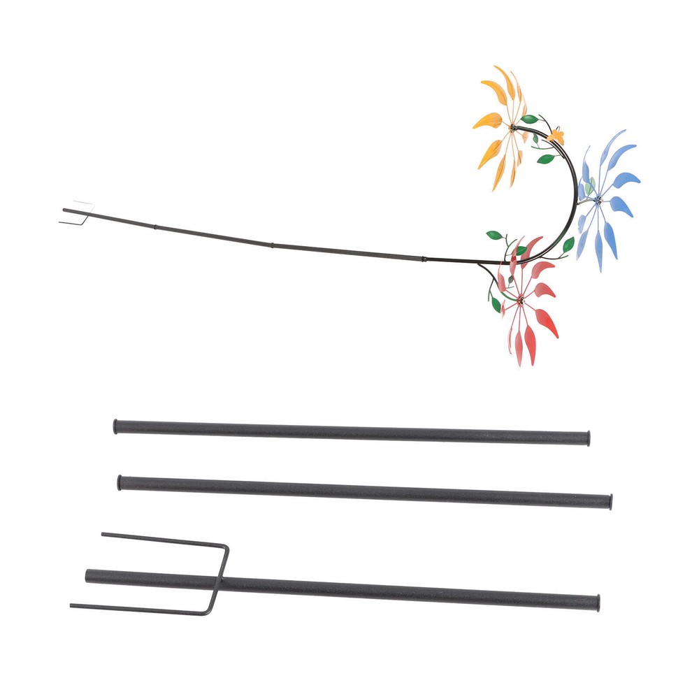 Multi Colored Flowers Wind Spinner with 3 Flowers Green Leaves Eye Catching