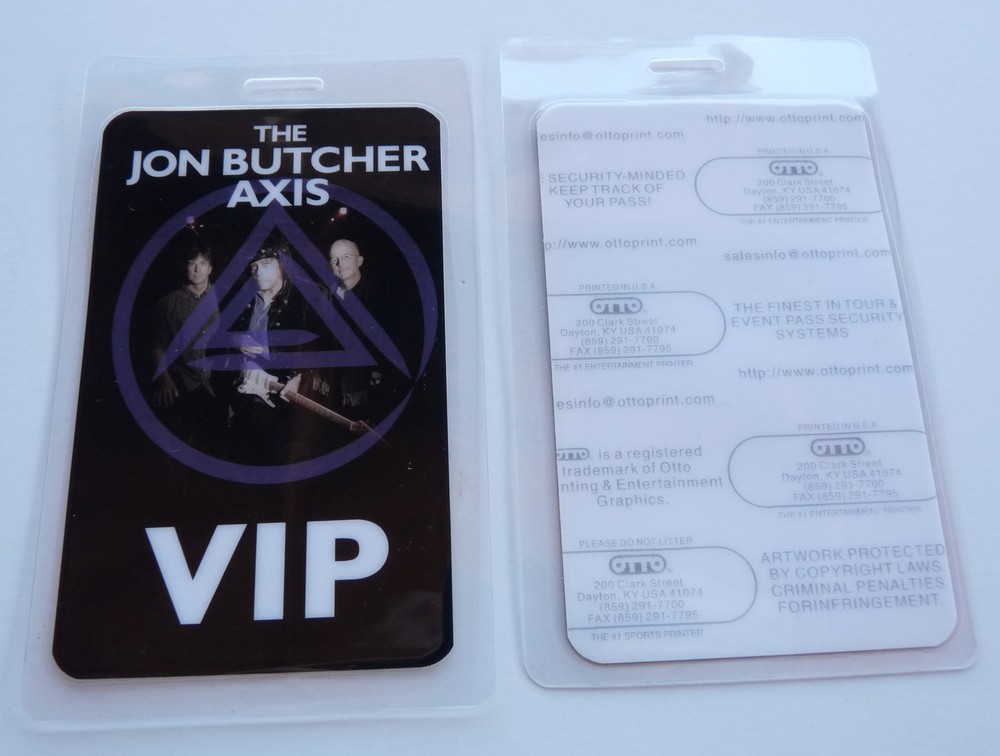 Jon Butcher Axis 2013 Concert Tour VIP Non Foil Backstage Pass Laminate D22