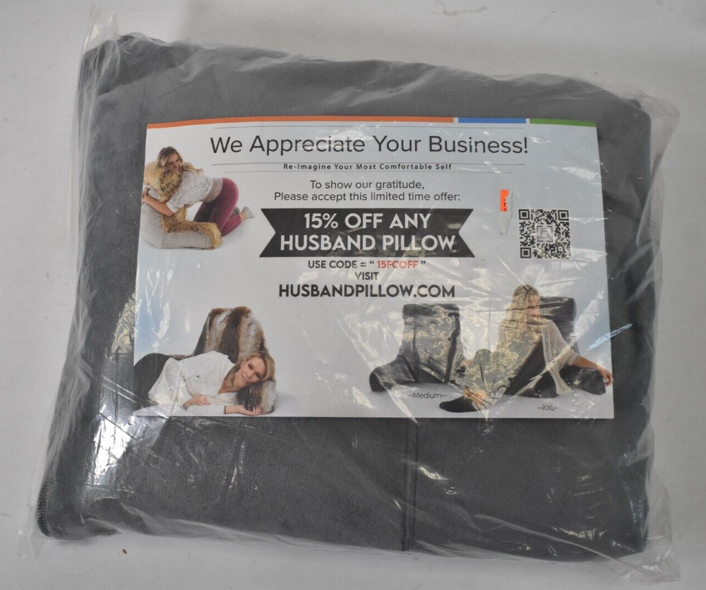 Husband Pillow Cover Gray Replacement For Bed Rest Reading Pillow Micro Plush