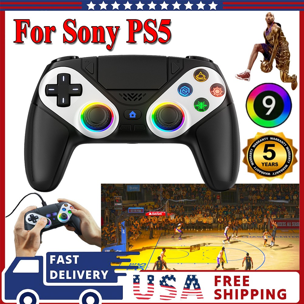 1-Pair For Sony Playstation 5 PS5 DualSense Wireless Black Controller w/Flash-US