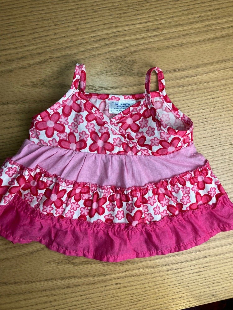 Build a Bear Retro Pink Flower Dress