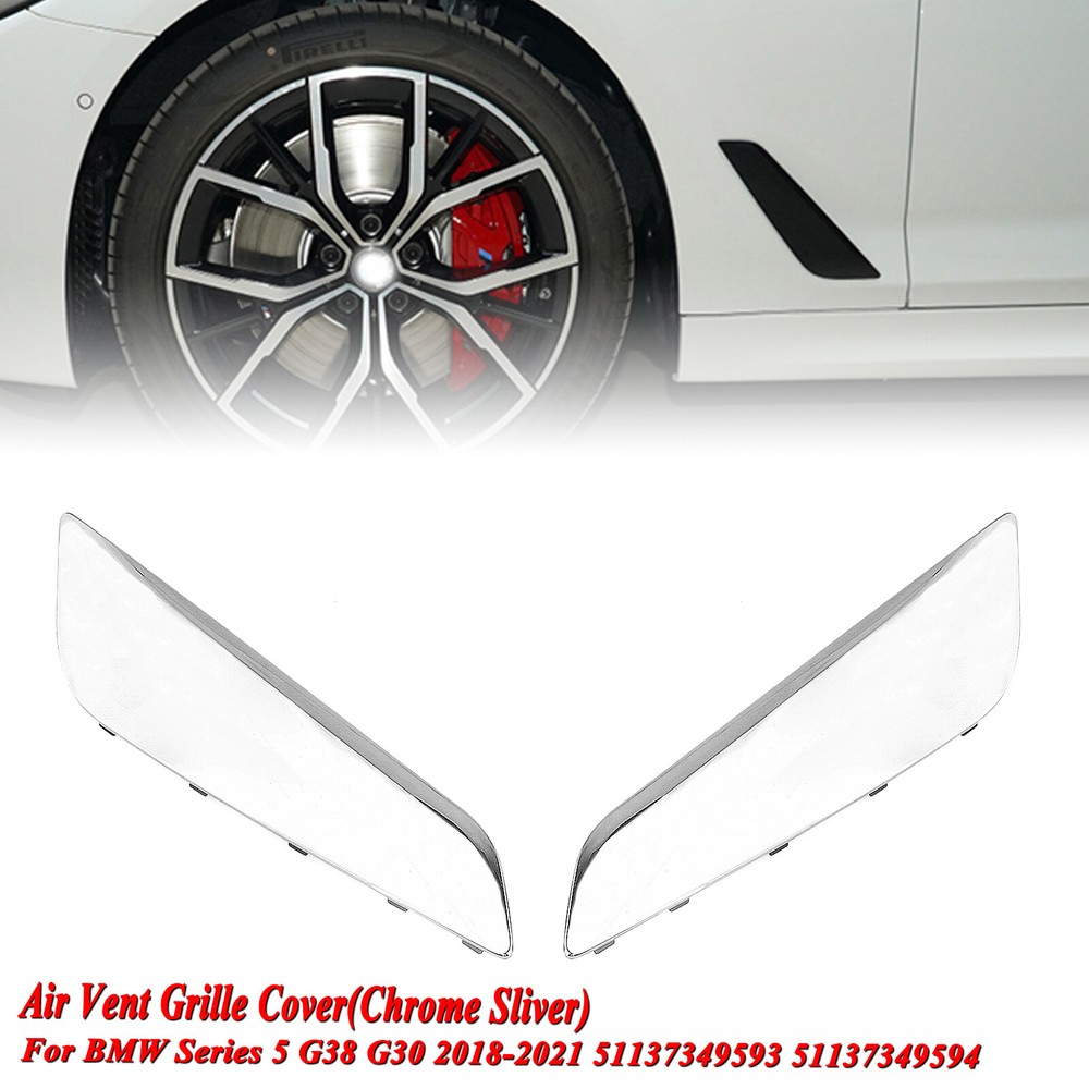 Side Fender Air Vent Trims Cover For BMW 5 Series G30 G38 2018-2023 Silver 1Pair