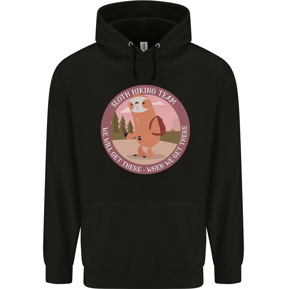 Sloth Hiking Team Funny Trekking Walking Mens 80% Cotton Hoodie