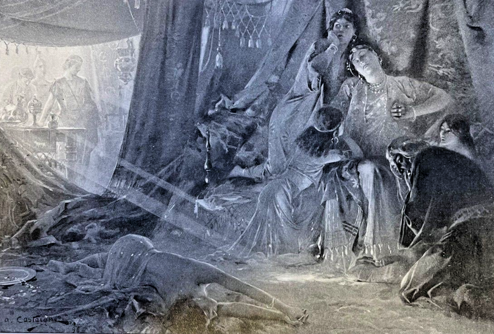 1899 Vintage Magazine Illustration Alexander the Great In The Tent of Darius