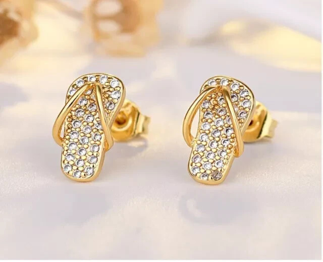 2Ct Round Cut Simulated Diamond Womens Sandal Stud Earring 14KYellow Gold Plated