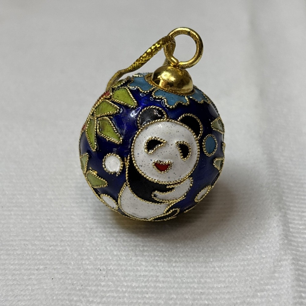 Enamel Cloisonne Christmas Ornament Ball Panda Bear