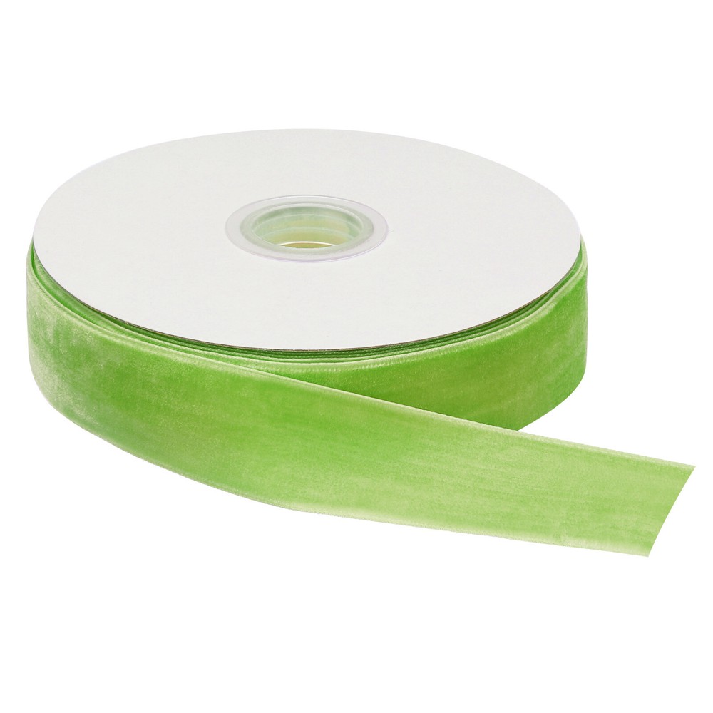 Velvet Ribbon 1 Inch x 25 Yard Single Face Spool Silky Fresh Green