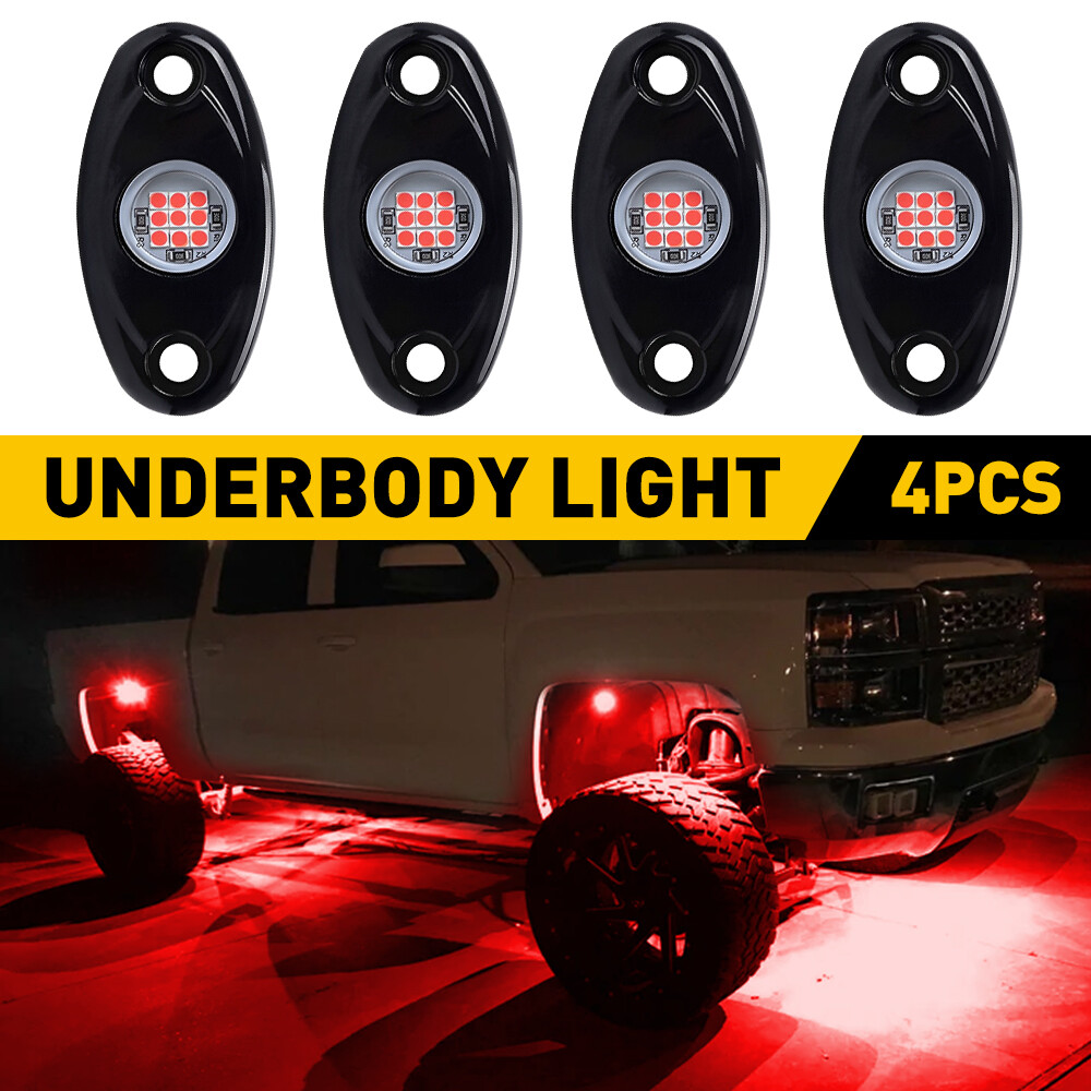Red 4-Pod LED Rock Lights for Jeep Truck ATV Boat Underbody Lighting