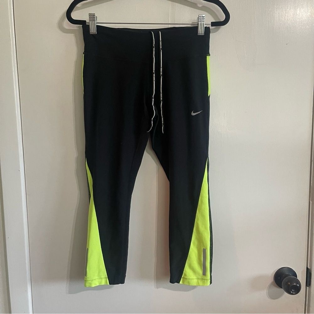 Nike Womens Black and Yellow Sport Leggings Size Small
