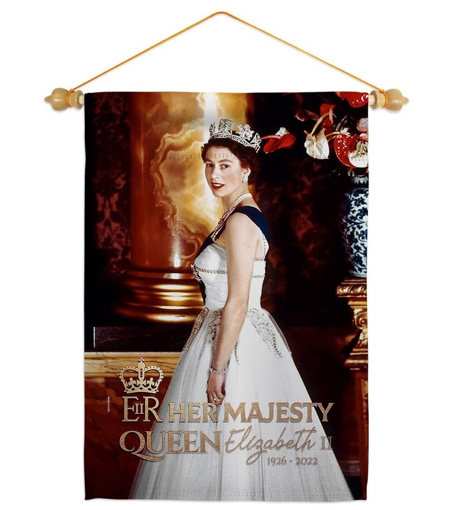 Her Majesty Garden Flag Set Wood Dowel Sweet Life Sympathy Remembrance Memori...