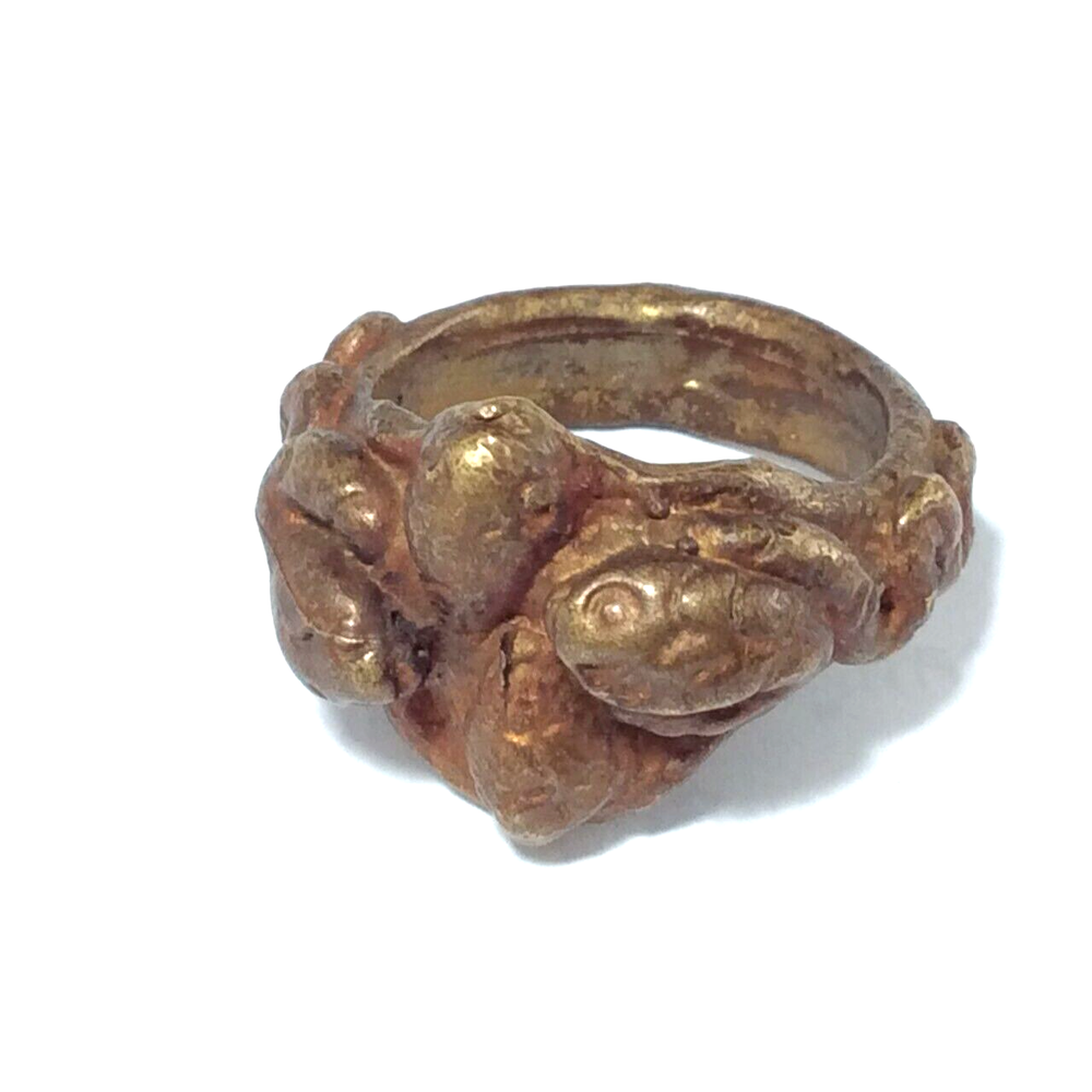 4 Head Snake Naka Brass Ring VINTAGE Thai AMULET MAGIC POWER Lucky WEALTH LOVE