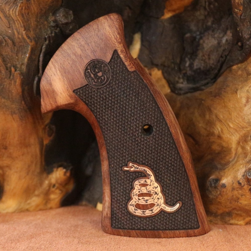Smith Wesson K L X Frame Roundbutt Rosewood Grips, Dont Tread On Me Silver Logo