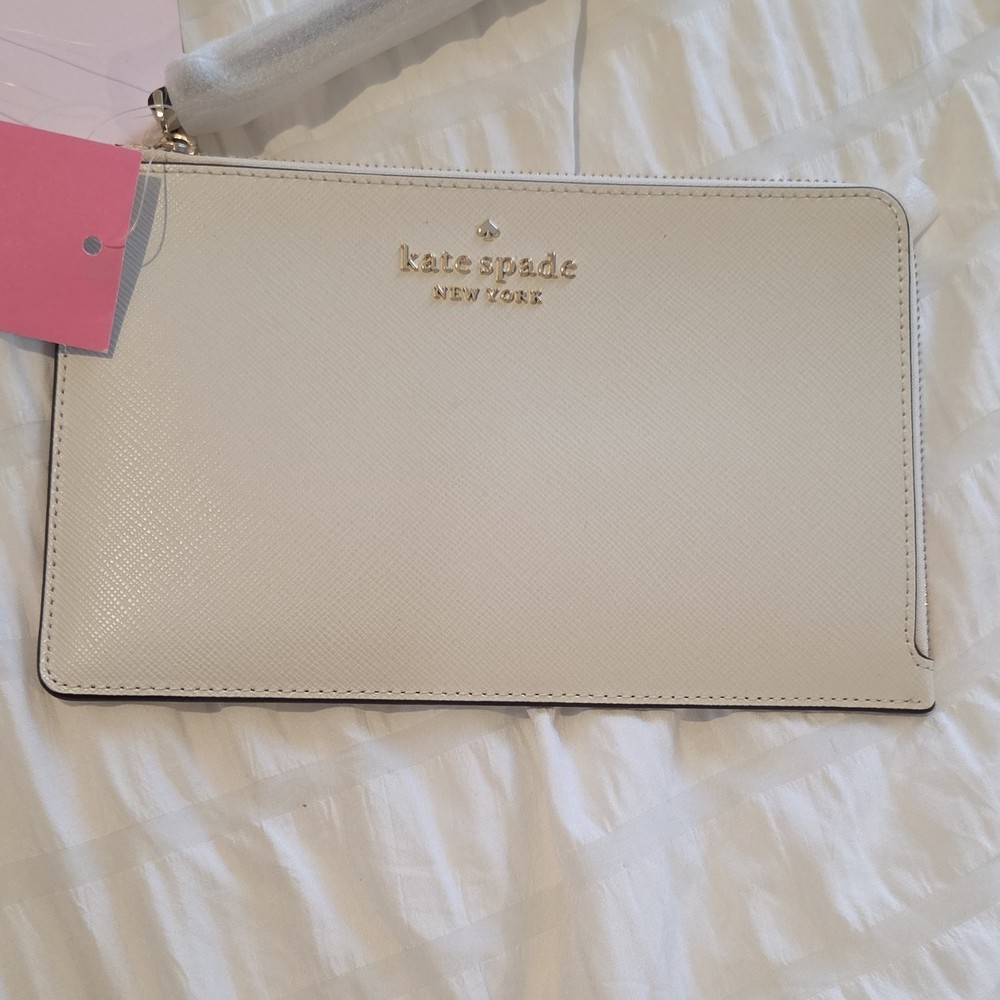 Kate Spade New York Ivory Women's Wallet Zip-Around Folding Logo Credit Card
