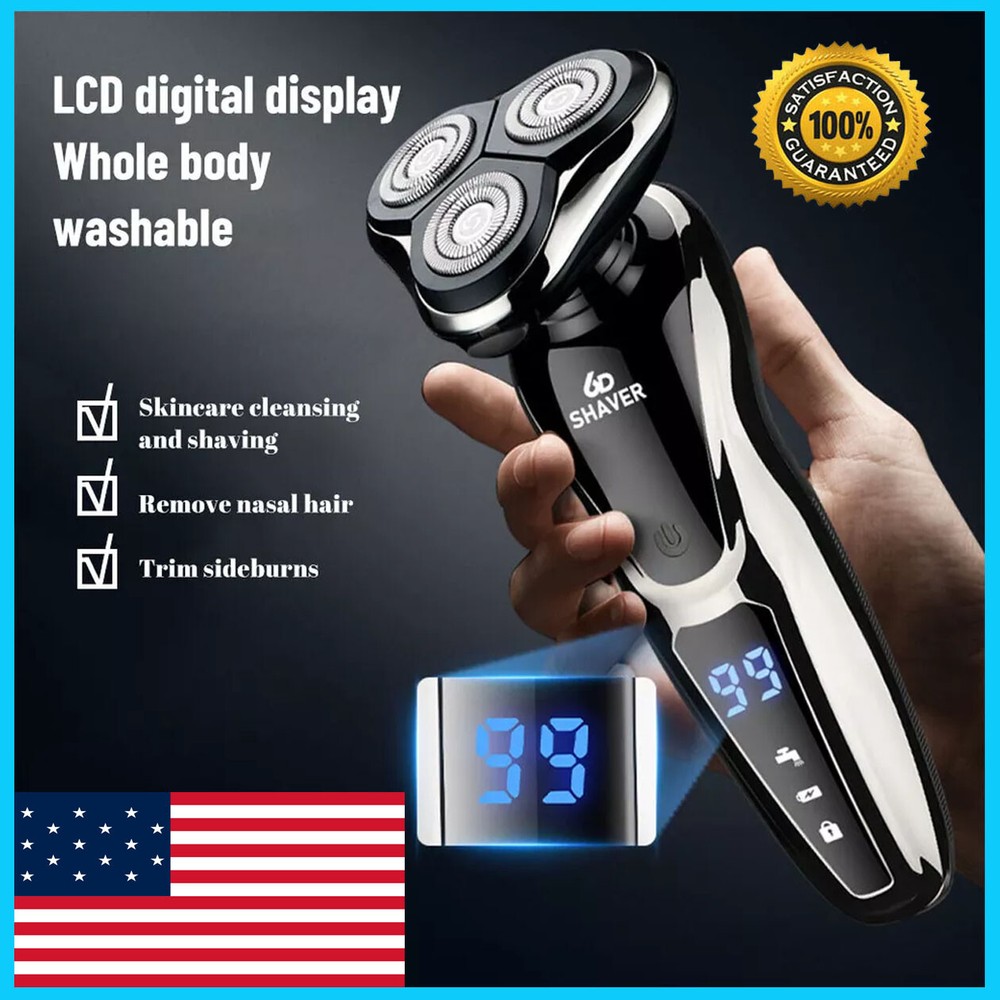 Men Wet/Dry Electric Shaver Trimmer Rotary Razor Beard Shaving USB Rechargeable