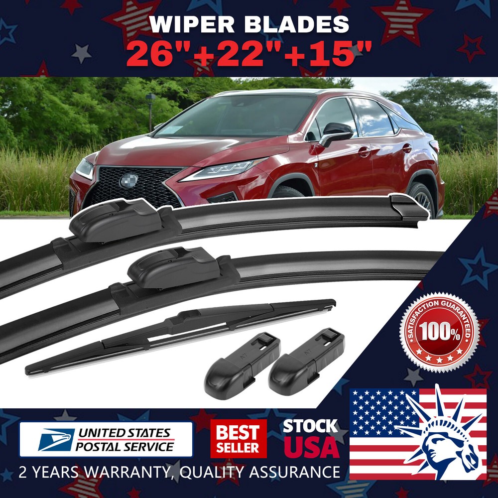 1 Pair 26''+22'' & 15'' Rear  Windshield Wiper Blades Set All Season Premium