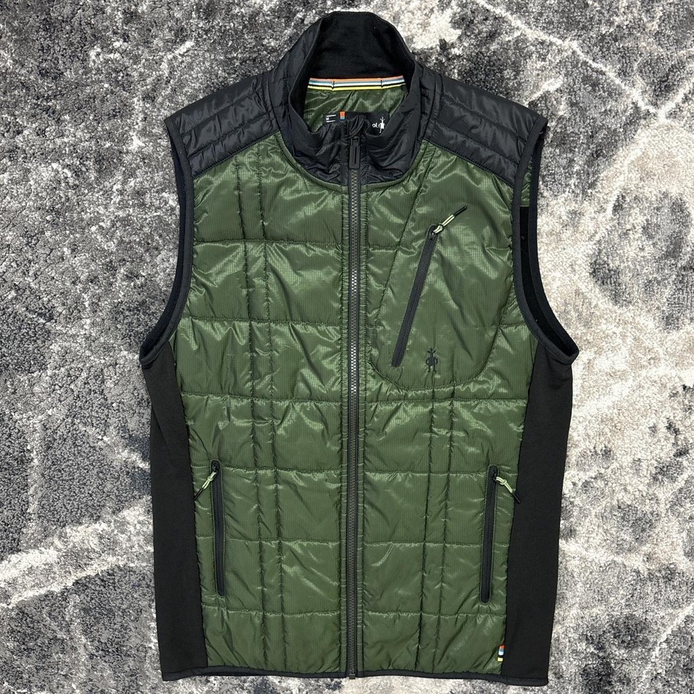 Smartwool Men's Medium Green Corbet 120 Merino Wool Full Zip Hiking Vest