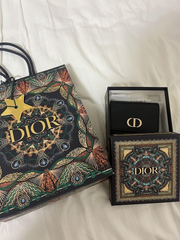 Dior Black Leather Trifold Wallet for Men