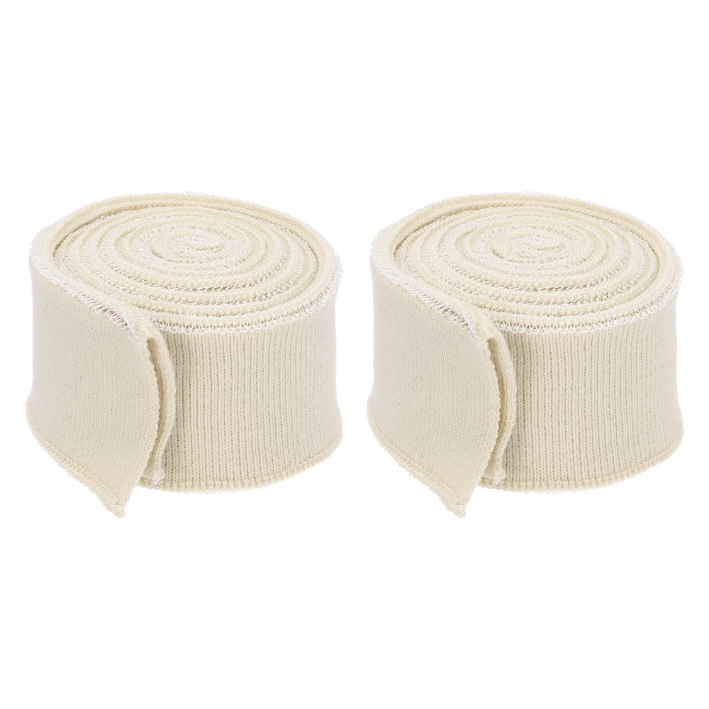 2Pcs 1.5 Inch x 2.6ft Elastic Cuffs Knitted Ribbed Cotton Fabric Apricot