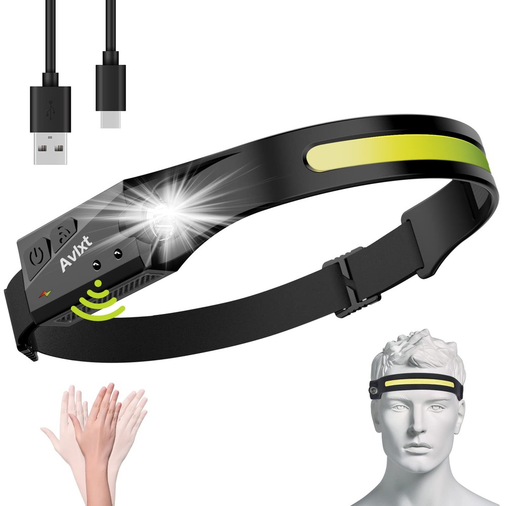 Avlxt LED Headlamp Rechargeable Flashlight, 230° Wide Beam Headlight, Head La...