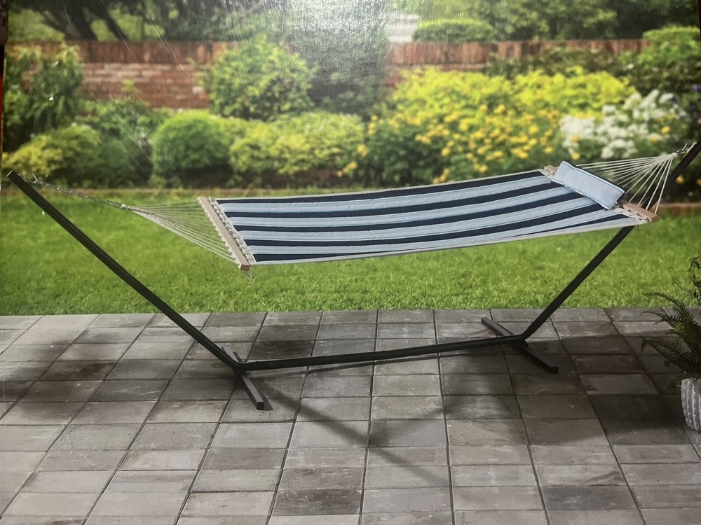 1 Person Weather Resistant Poly Rope And Fabric Hammock With Stand