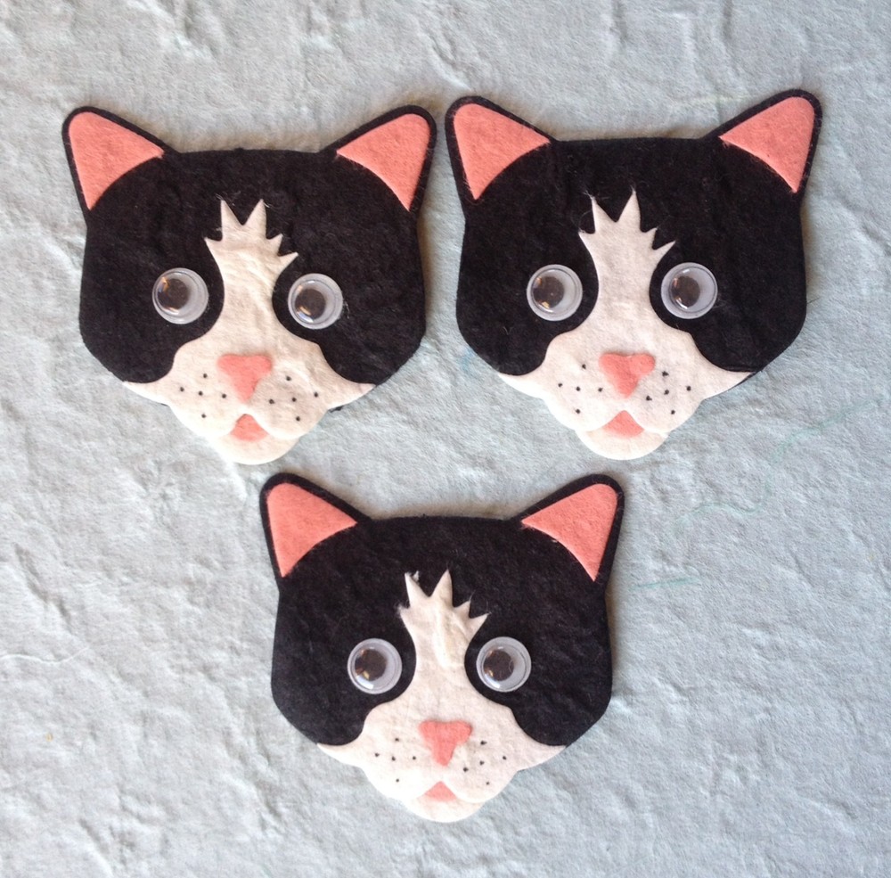 3 Cats Handmade Mulberry Paper cat Kitty kitties cards Feline scrapbooking notes