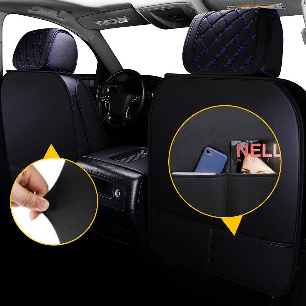 2set FRONT+REAR KIT BLACK Leather Car Seat Cover Fit For Chevy Silverado GMC Sie