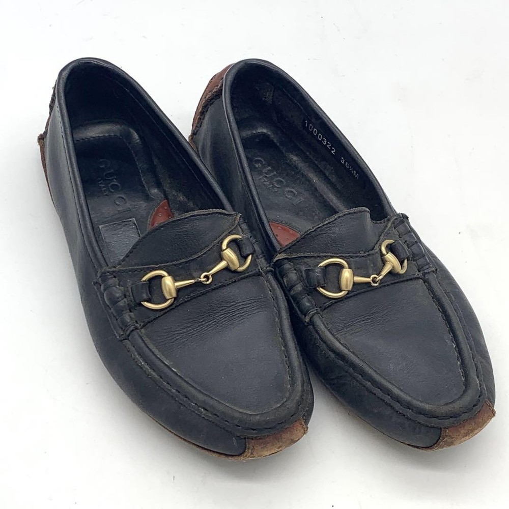 GUCCI Horsebit Leather Loafers Driving Shoes US6 Authentic Japan Import