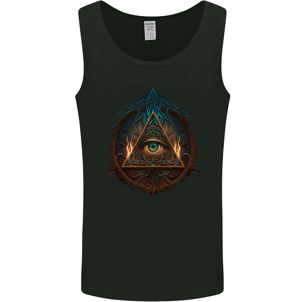 Illuminati Eye With Flames Conspiracy Fantasy Mens Vest Tank Top