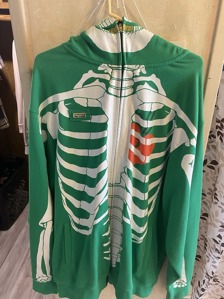 LRG X DEAD SERIOUS ZIP HOODIE KELLY GREEN GLOW IN THE DARK NEW WITH TAGS