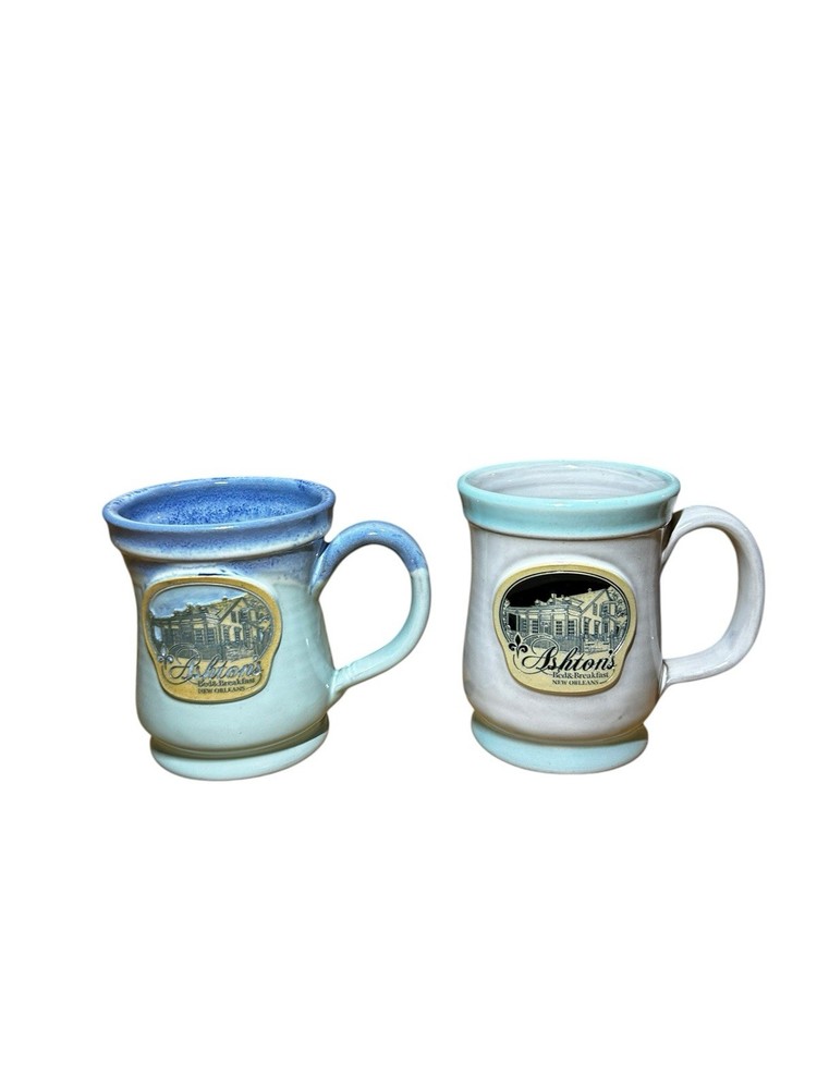 2 Deneen Pottery Blue Mugs Ashton's Bed & Breakfast New Orleans 2023 2021