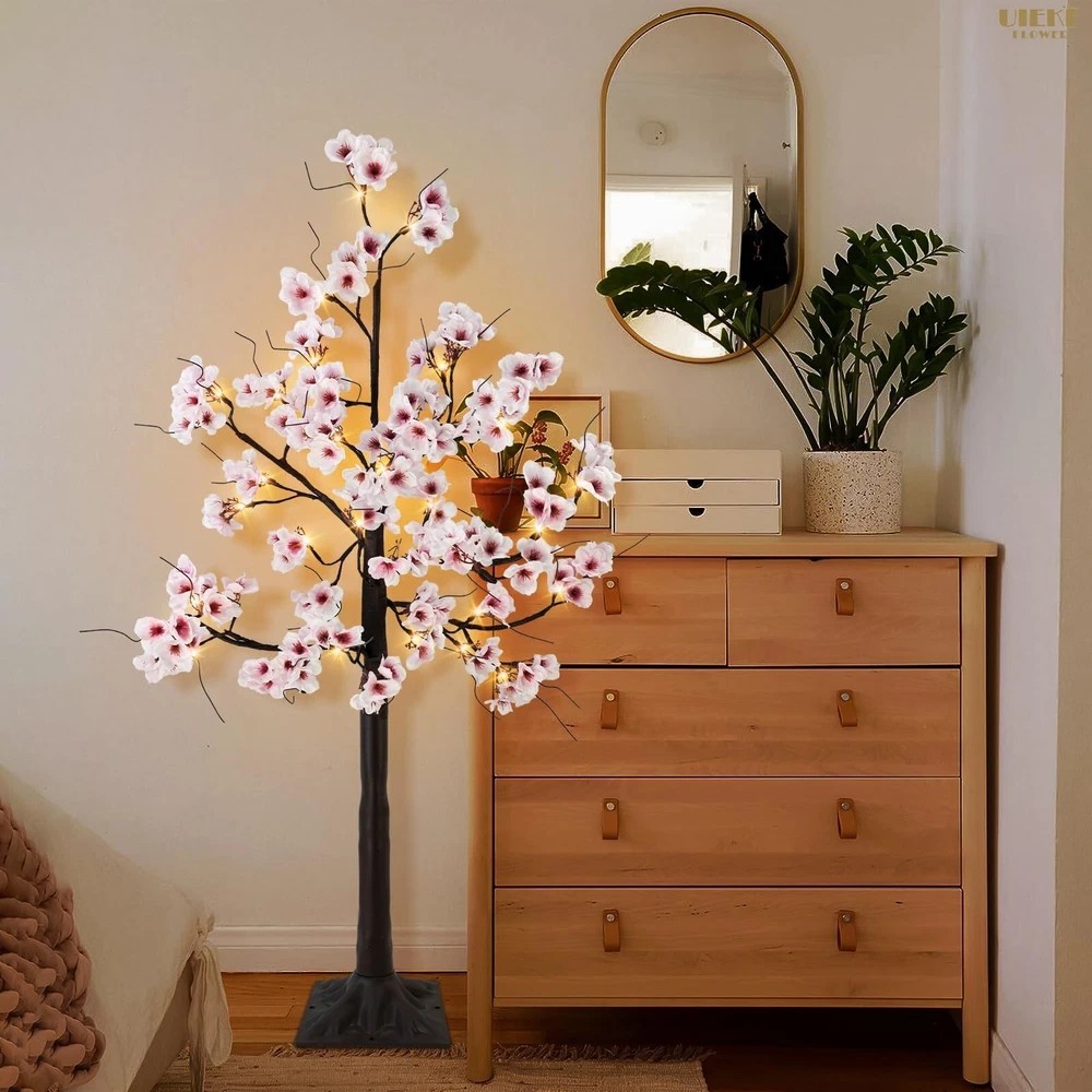 6FT Uieke Cherry Blossom Tree with 96 Warm White Fairy Lights for Home Decor