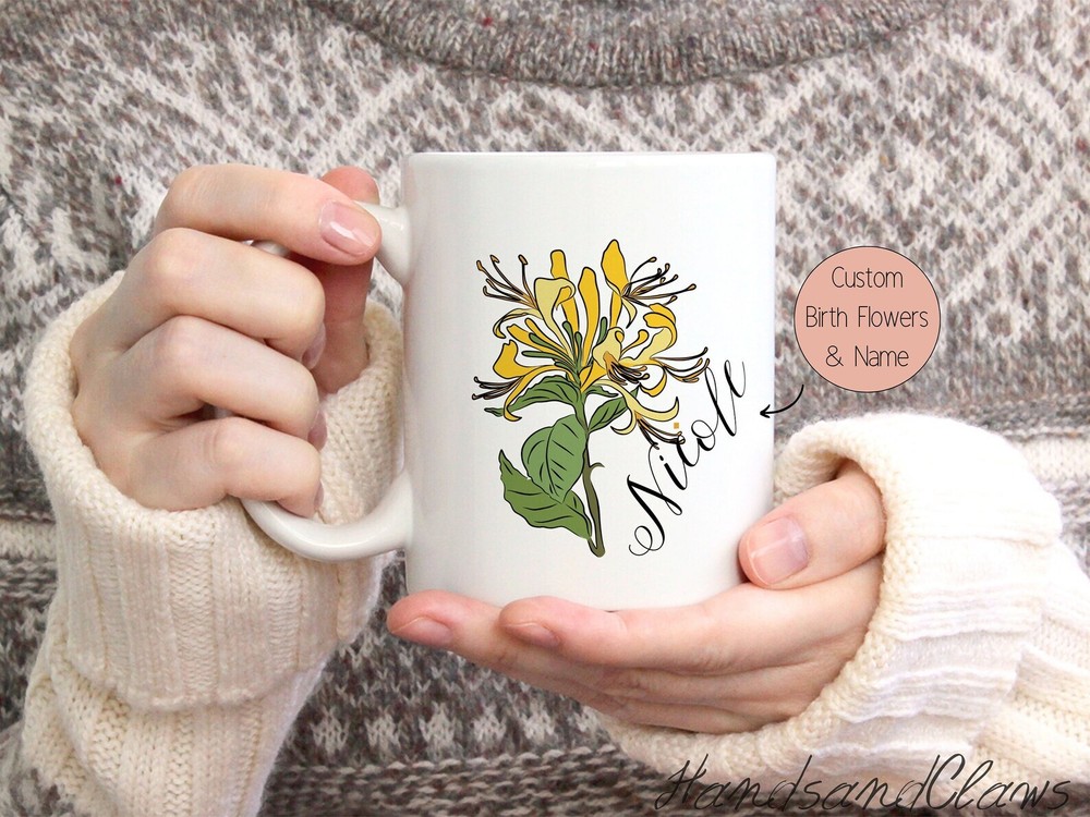 Personalized Birth Flower Mug Custom Grandma's Garden Mug Birth Flower Gifts Cof
