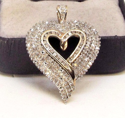 2Ct Round Cut Simulated Diamond Heart Shape Charm Pendant 14K Yellow Gold Plated