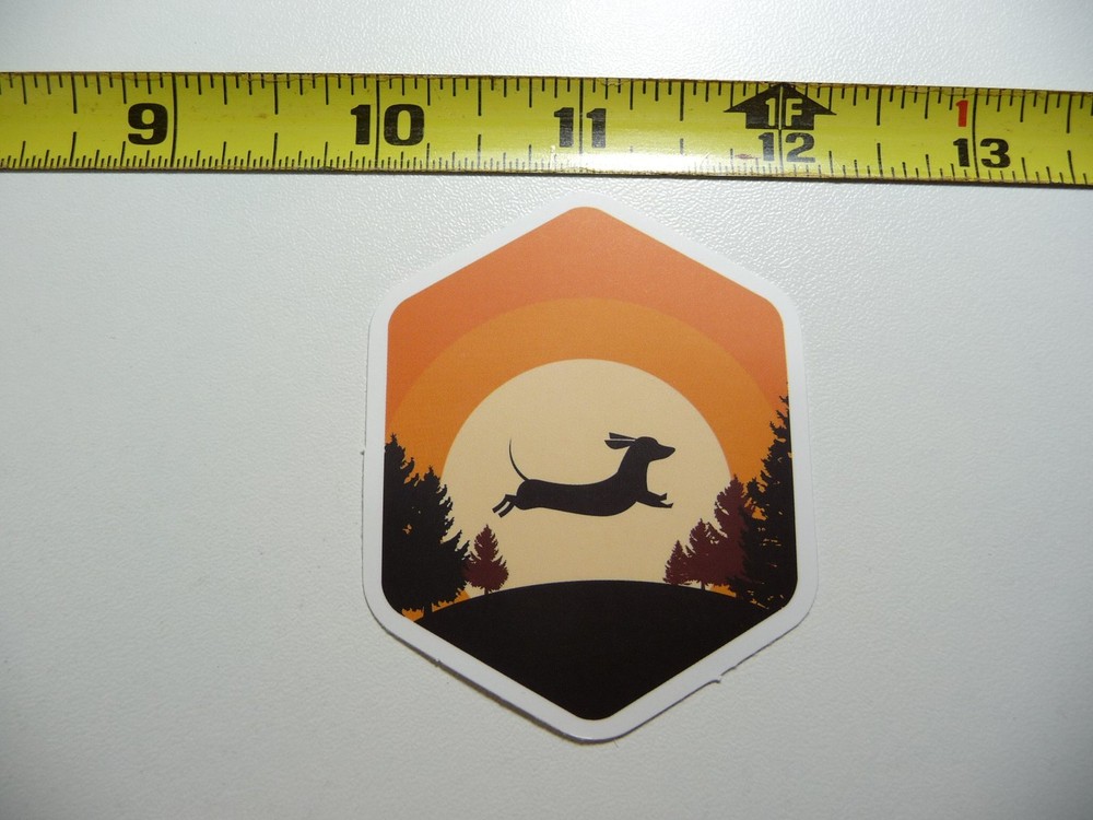 DACHSHUND LEAPING SUNSET DECAL STICKER DOG PET DOXIE WIENER LOVE LOVER