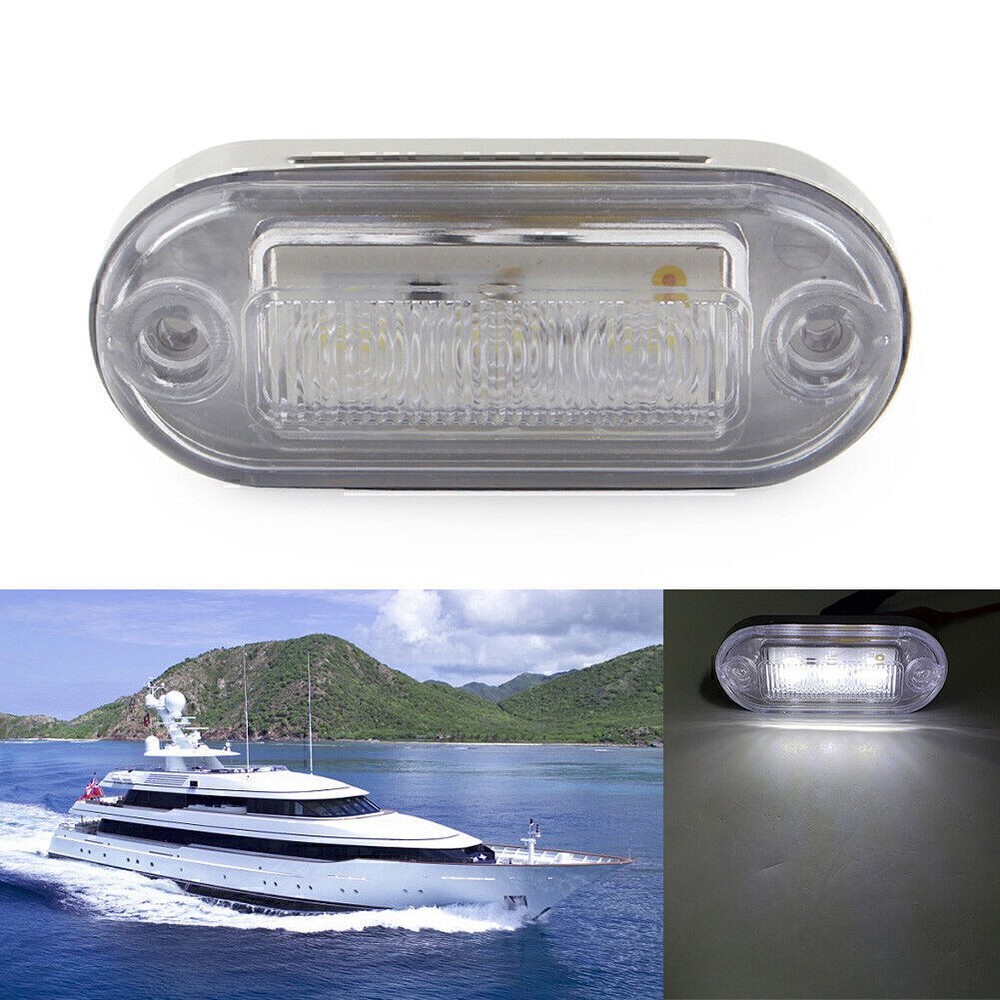 1 Pcs New PC Steel 12V White LED Signal Light Lamp For Truck Trailer RV Boat