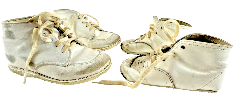 Vintage 1940s Baby Shoes, 2 Pair, Wee Walker/Mother Goose, used (I)